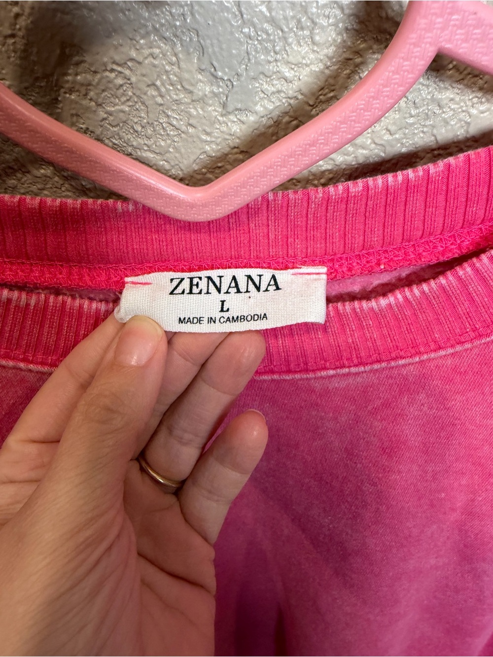 Zenana Outfitters Hot Pink Crewneck Oversized Pullover - Picture 3 of 5